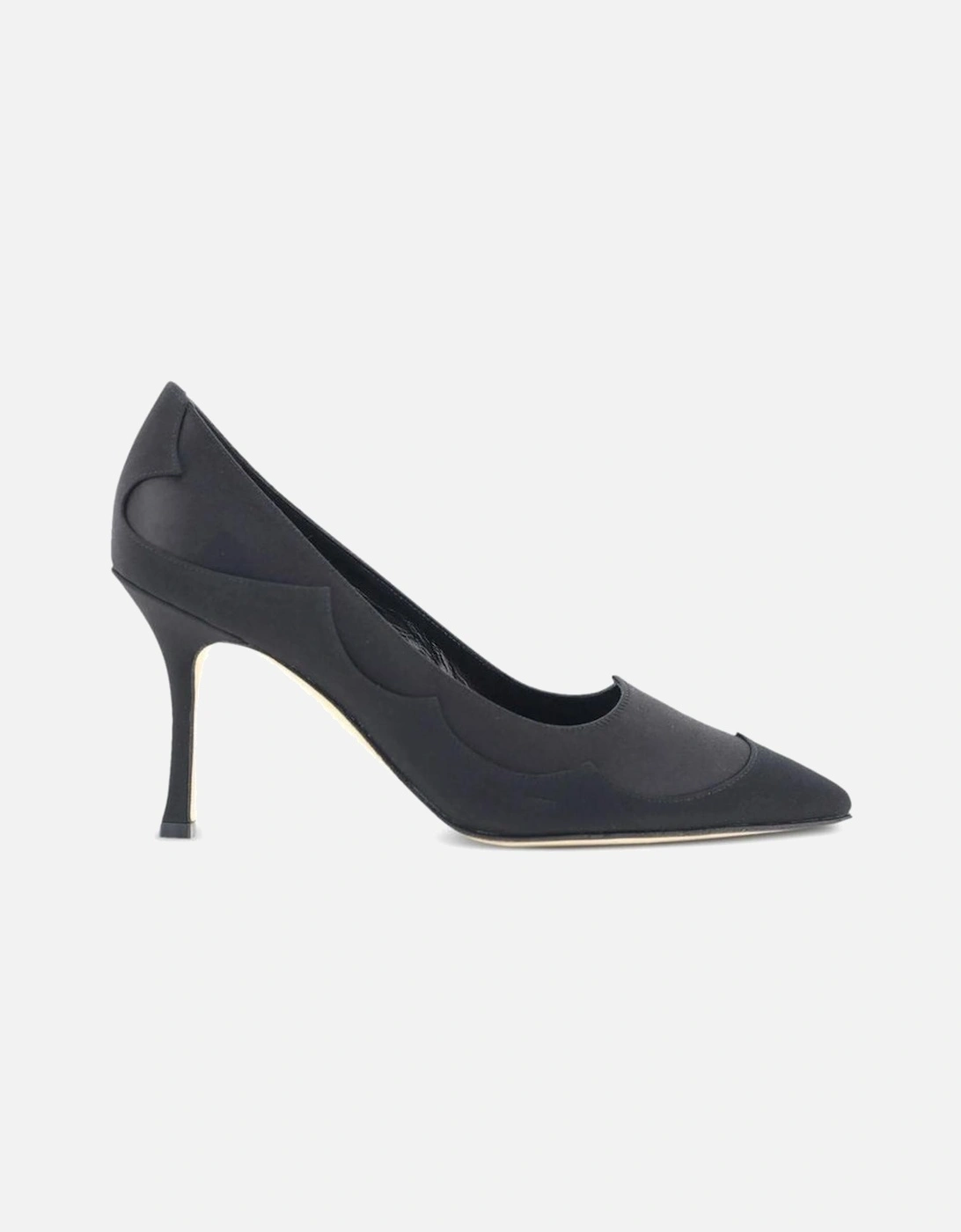 Pointed Toe Layered Silk Heeled Shoes Women - Black Pumps, 5 of 4