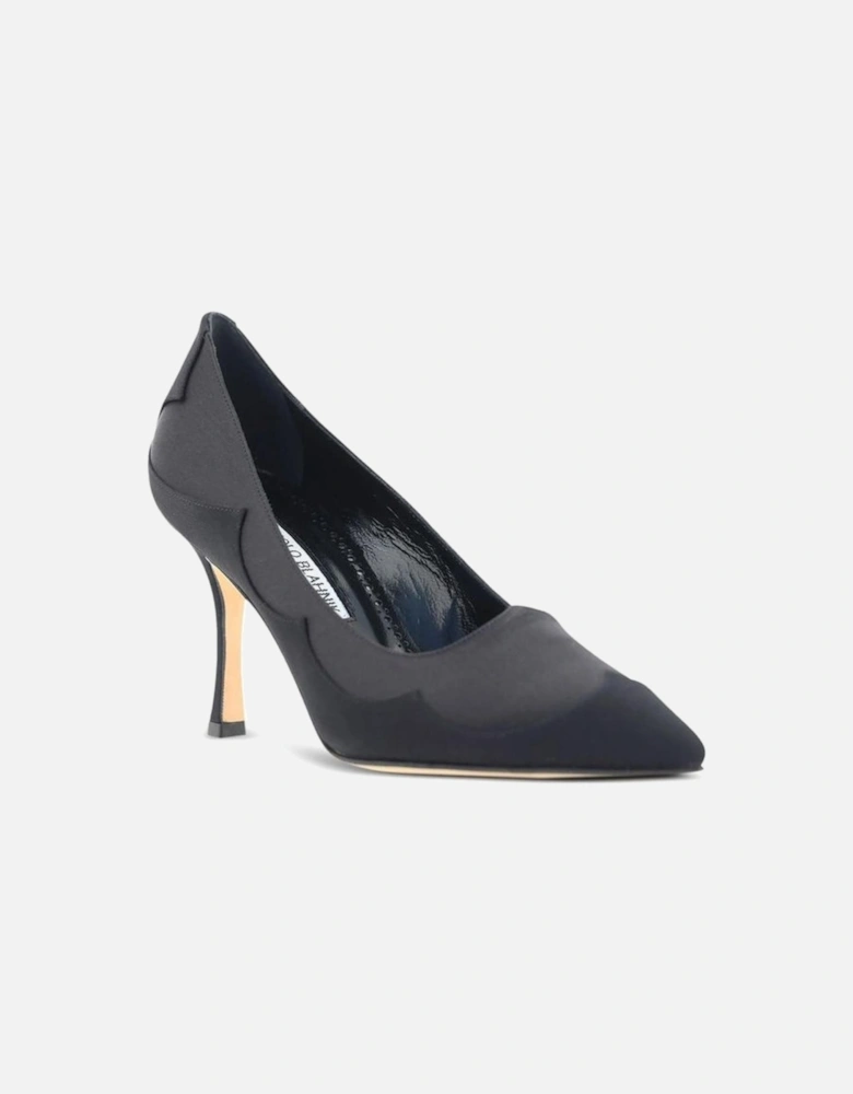 Pointed Toe Layered Silk Heeled Shoes Women - Black Pumps