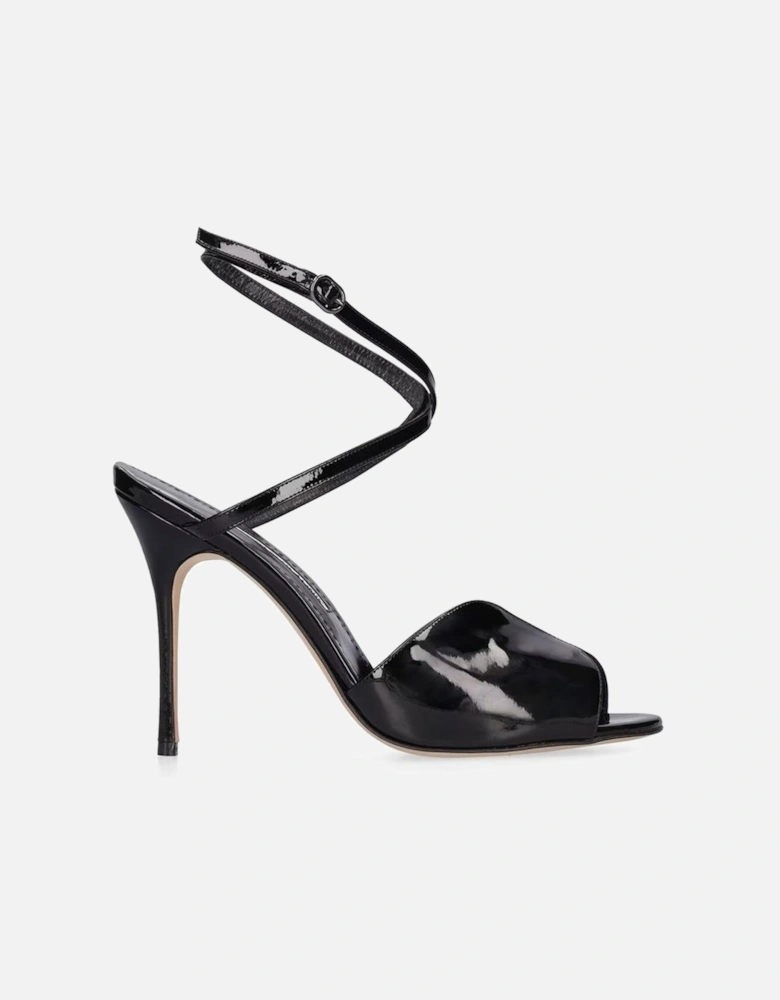 Patent Leather Ankle Strap Heels Women - Black Sandals