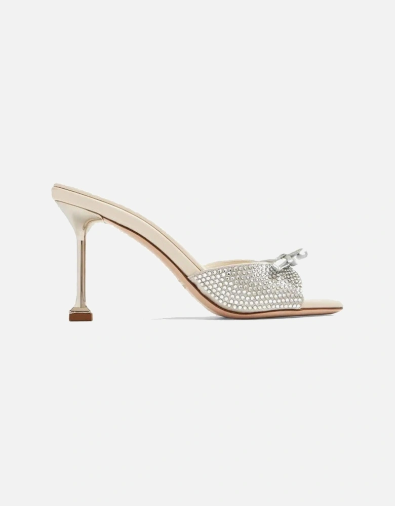 Silk Slip-On Heels with Crystal Embellishment Women - Silver Shoes