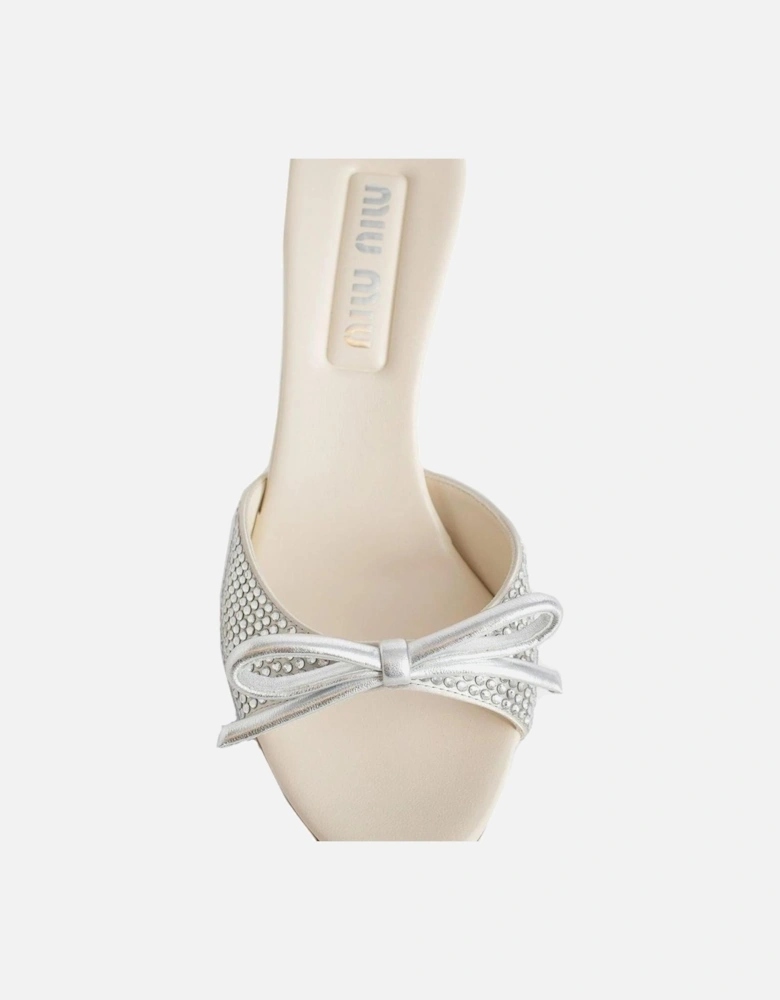 Silk Slip-On Heels with Crystal Embellishment Women - Silver Shoes