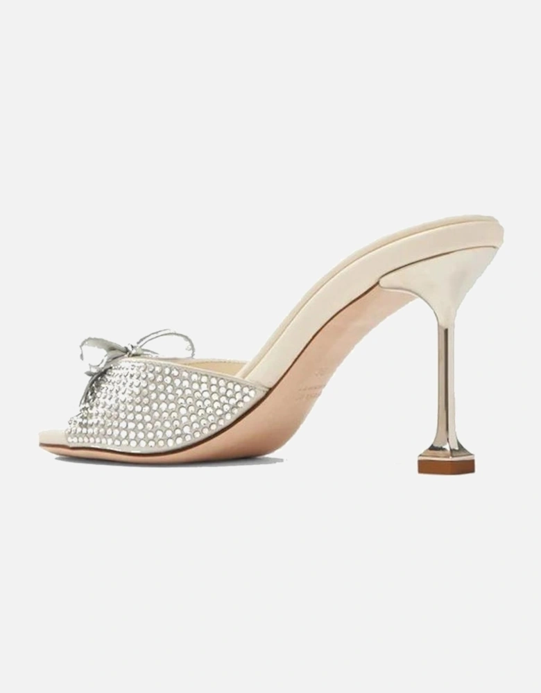 Silk Slip-On Heels with Crystal Embellishment Women - Silver Shoes