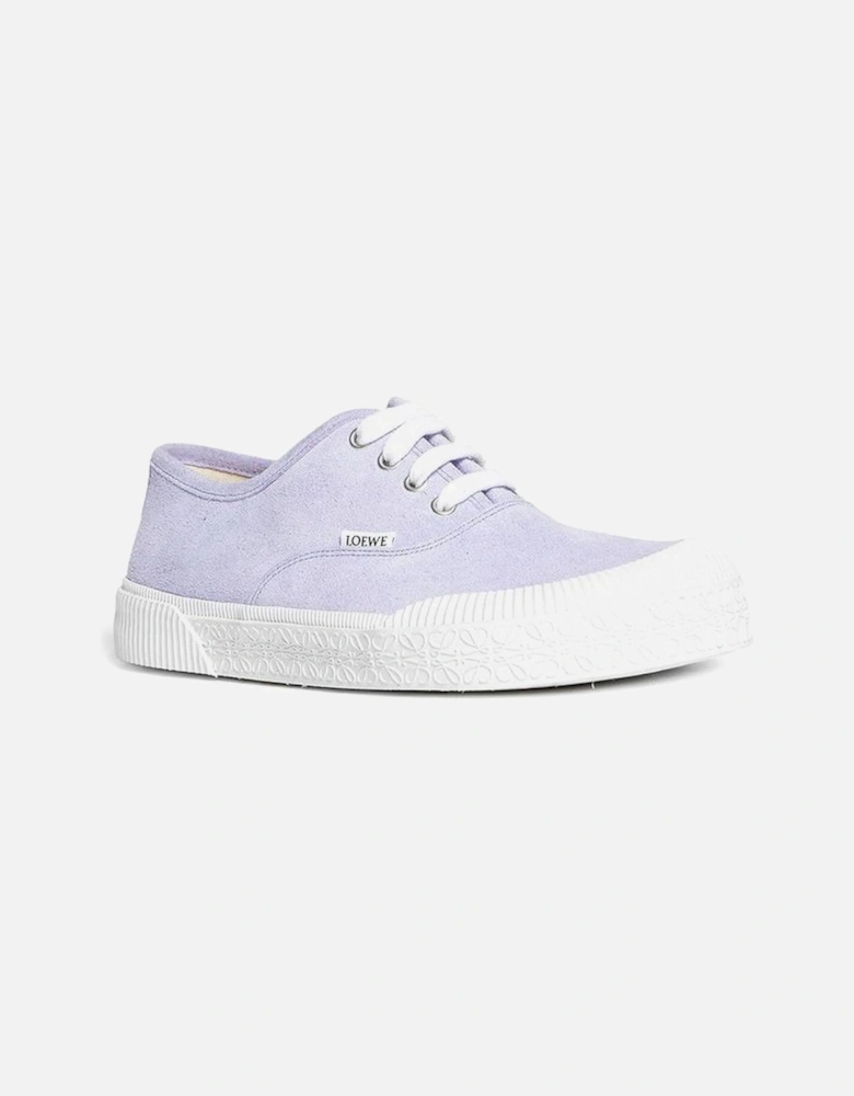 Calf Leather Suede Effect Lace-Up Sneakers Women - Purple
