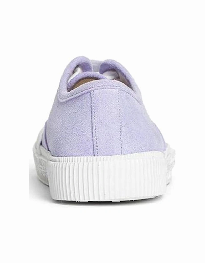 Calf Leather Suede Effect Lace-Up Sneakers Women - Purple