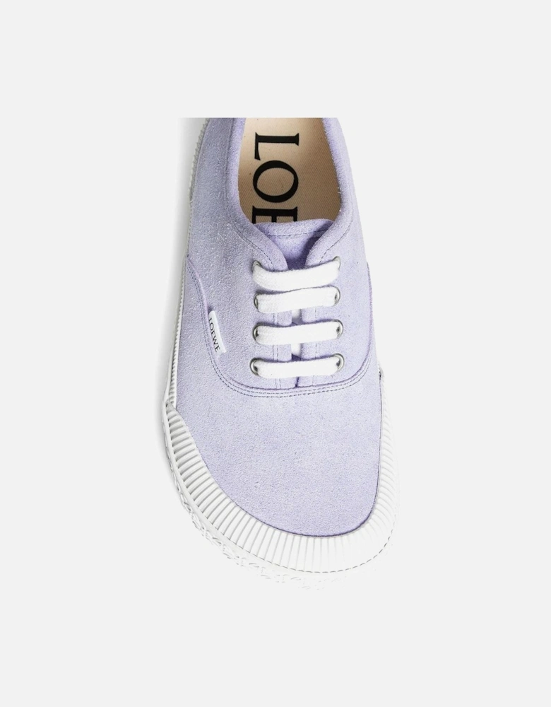 Calf Leather Suede Effect Lace-Up Sneakers Women - Purple