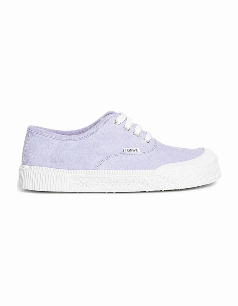 Calf Leather Suede Effect Lace-Up Sneakers Women - Purple