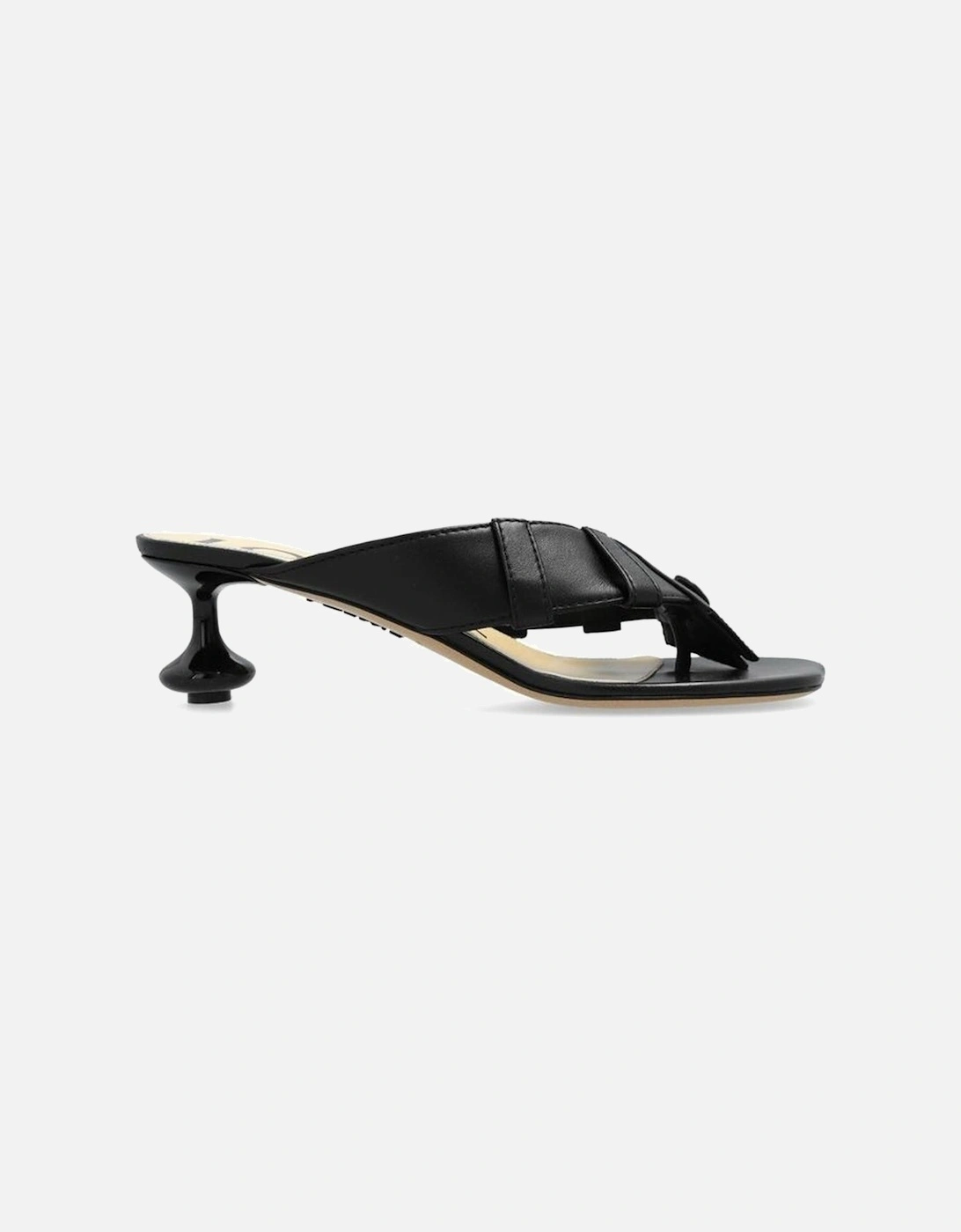 Lamb Leather Round Toe Heeled Shoes Women - Black Sandals, 5 of 4