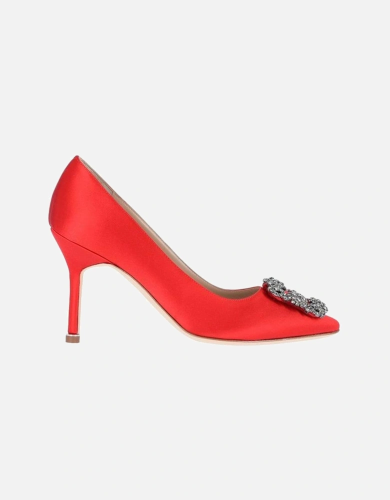 Silk Pointed Toe Heels with Crystal Detail Women - Red Pumps