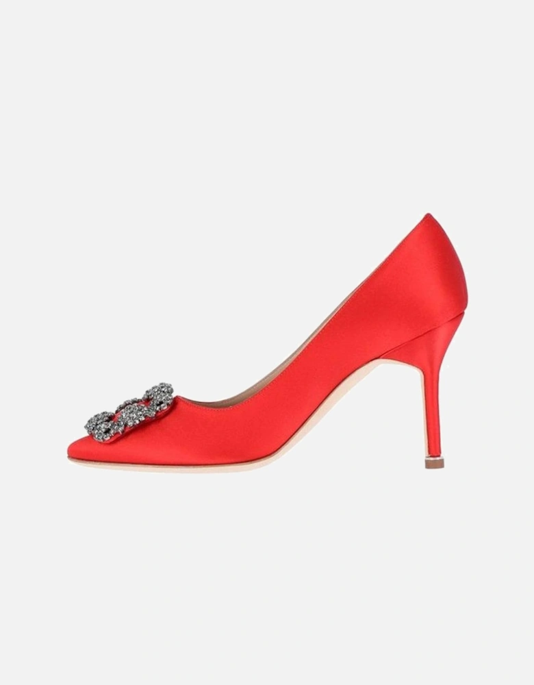 Silk Pointed Toe Heels with Crystal Detail Women - Red Pumps