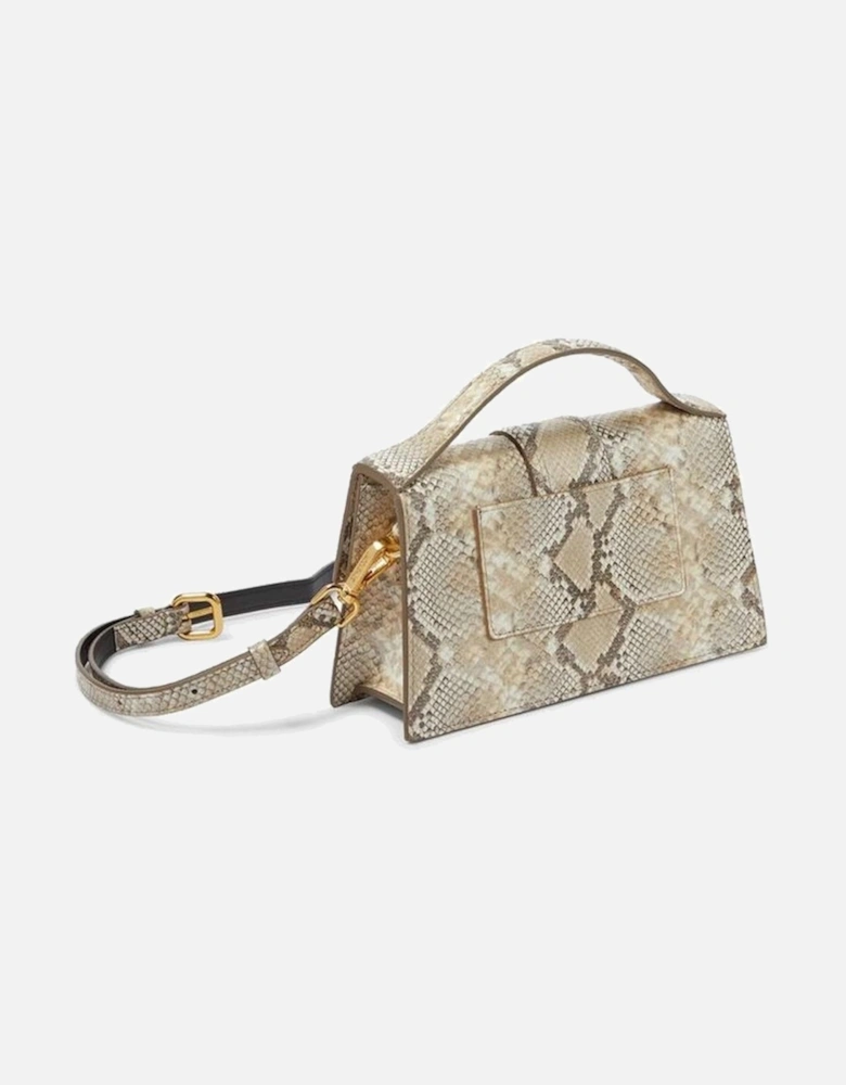 Structured Leather Top Handle Flap Bag with Adjustable Shoulder Strap