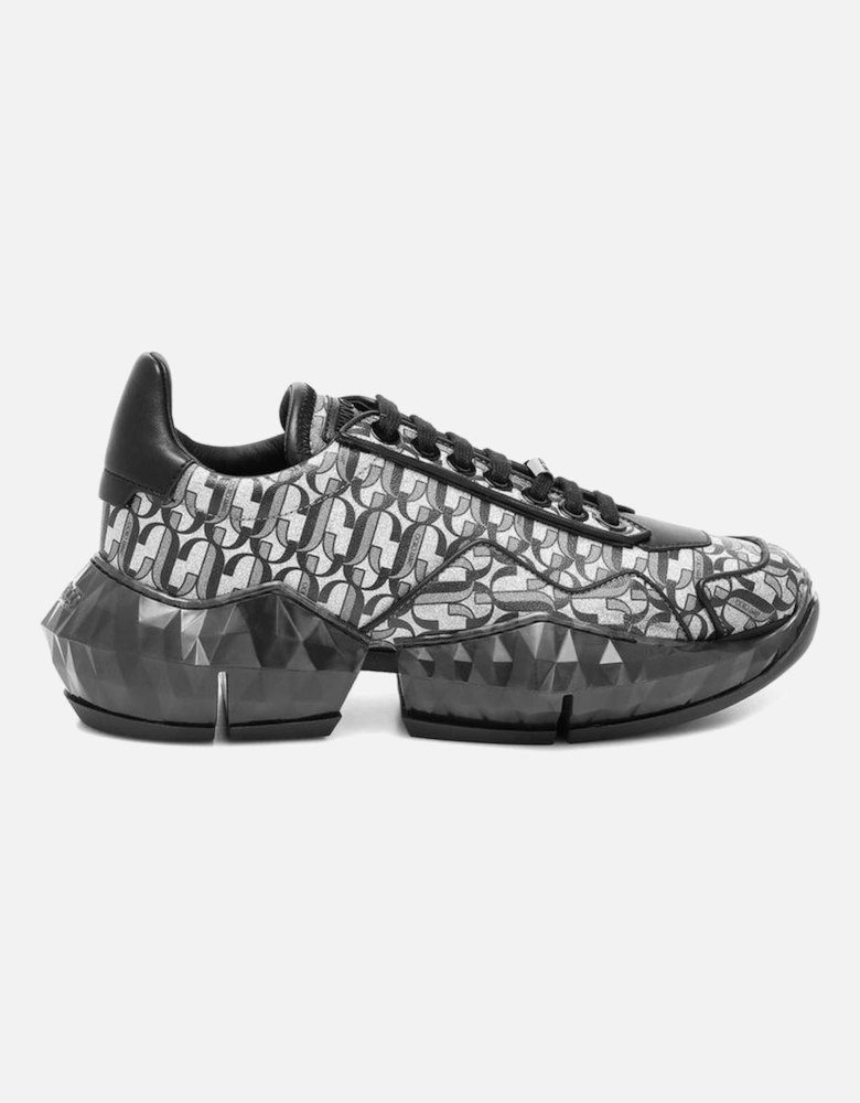 Calf Leather Lace-Up Sneakers with Glitter Monogram Women - Black