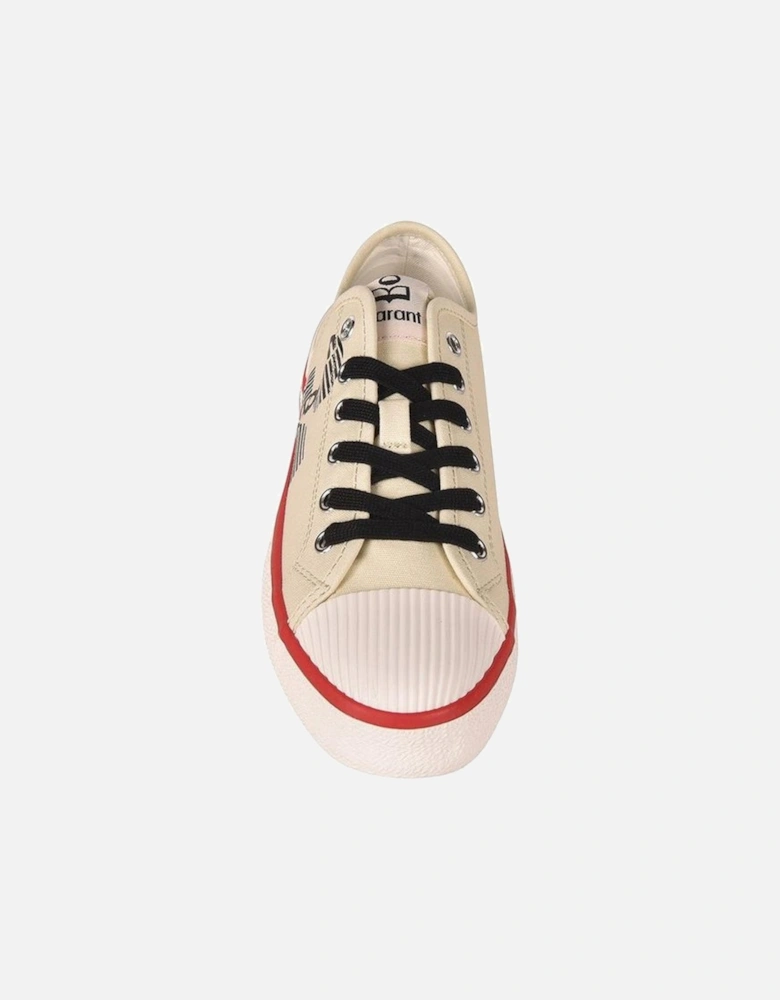 Canvas Lace-Up Sneakers with Contrast Logo Print Women - Beige