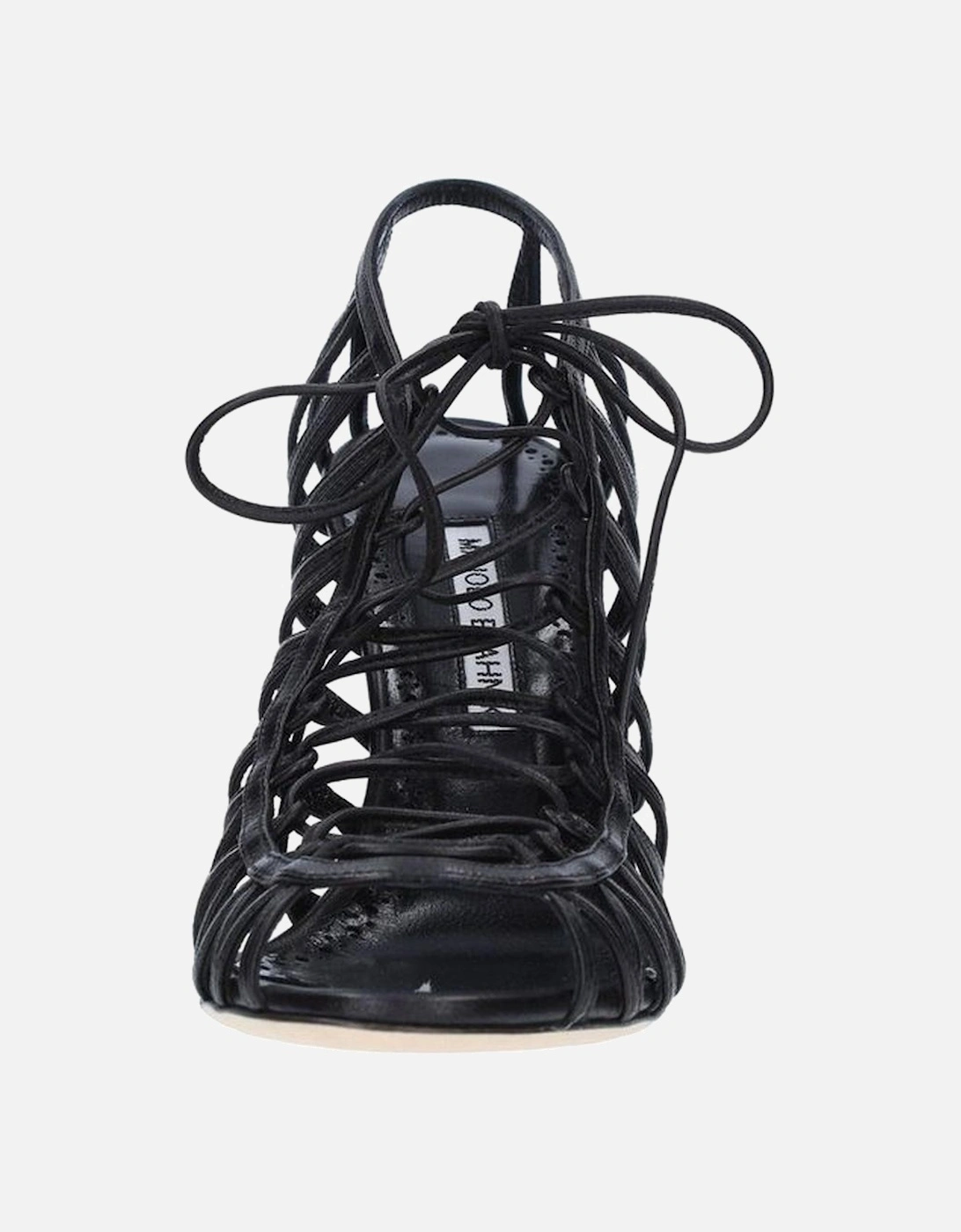 Leather Lace-Up High Heel Sandals Women - Black