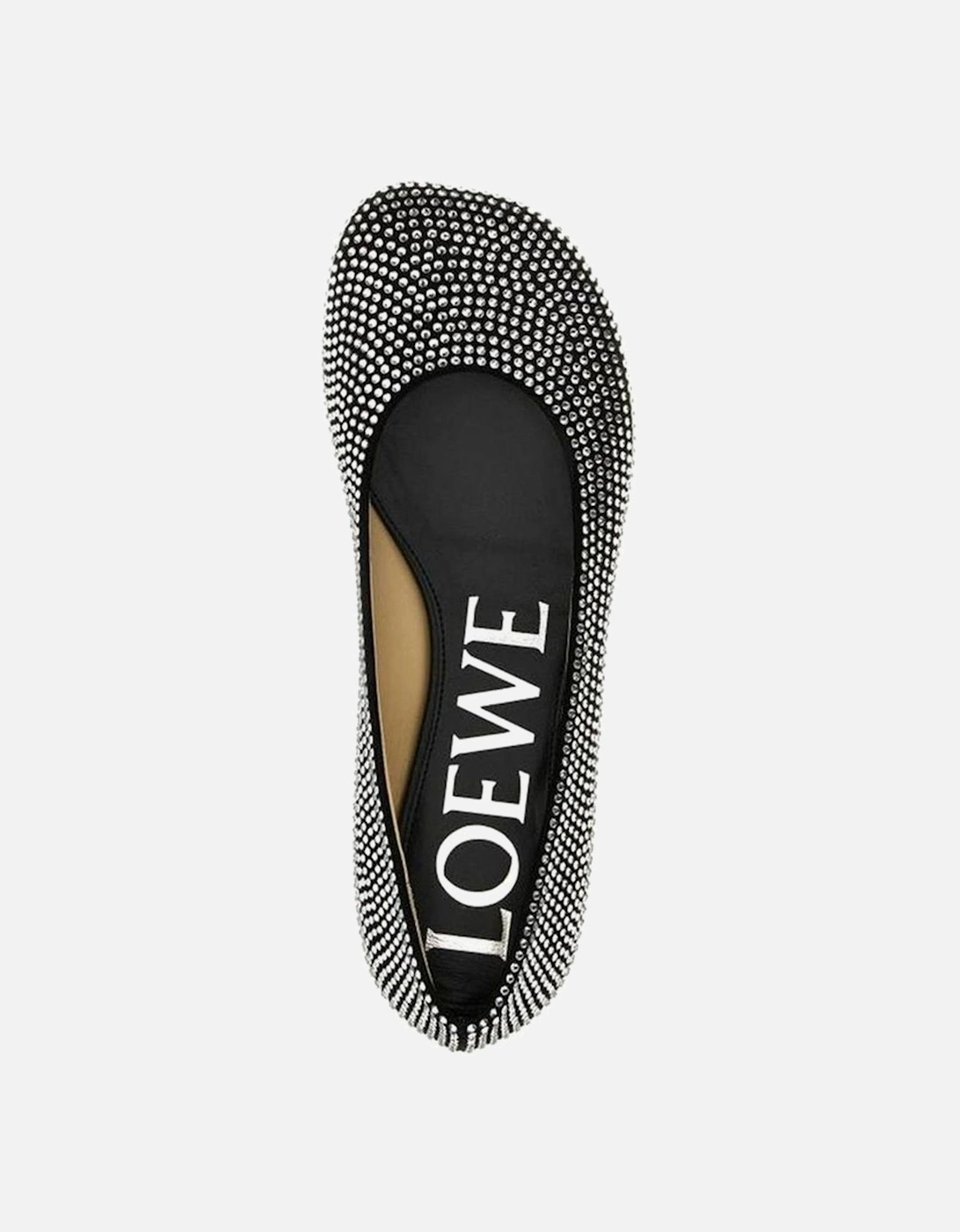 Suede Effect Strass Embellished Leather Flats Women - Black Shoes
