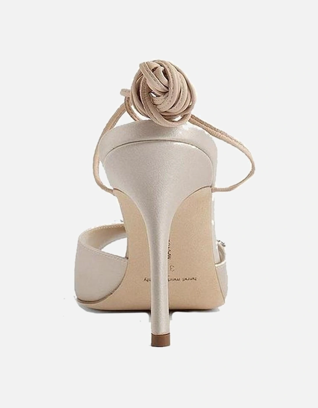 Silk Slip-On Heels with Crystal Detail Women - Beige Sandals