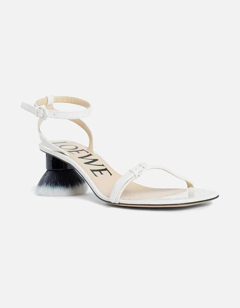 Leather Kitten Heel Shoes with Adjustable Strap Women - White Sandals