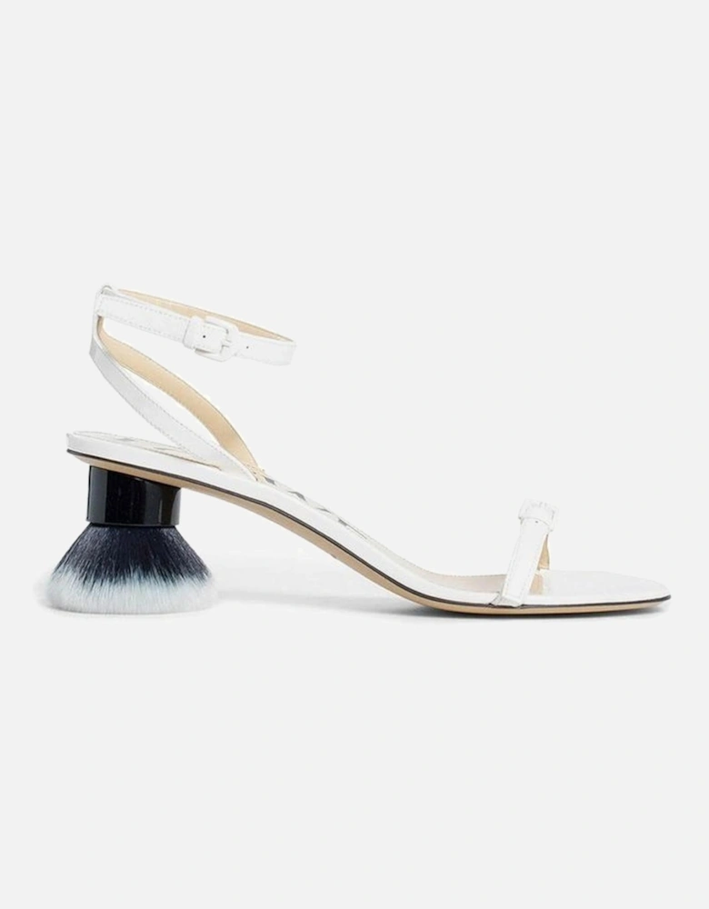 Leather Kitten Heel Shoes with Adjustable Strap Women - White Sandals