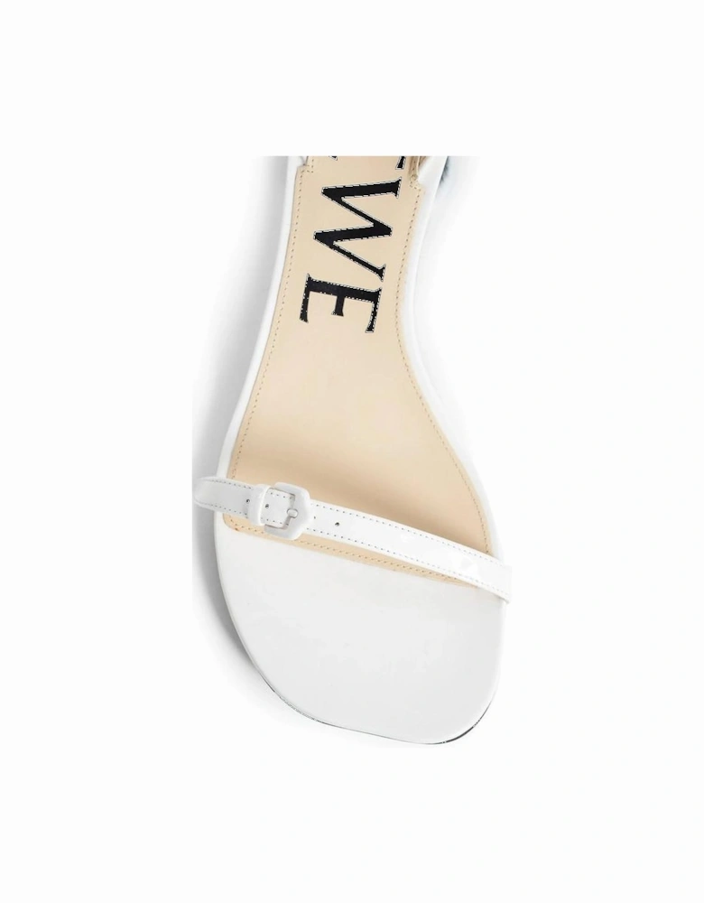 Leather Kitten Heel Shoes with Adjustable Strap Women - White Sandals