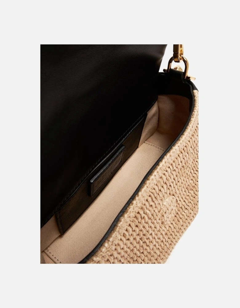 Structured Woven Design Shoulder Bag with Adjustable Strap Women -
