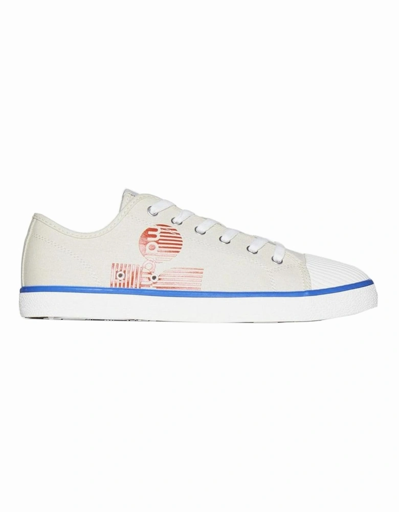 Canvas Lace-Up Sneakers with Rubber Sole Women - Beige