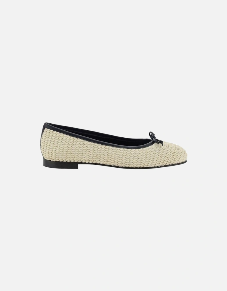 Raffia Slip-On Shoes with Bow Detail Women - Beige