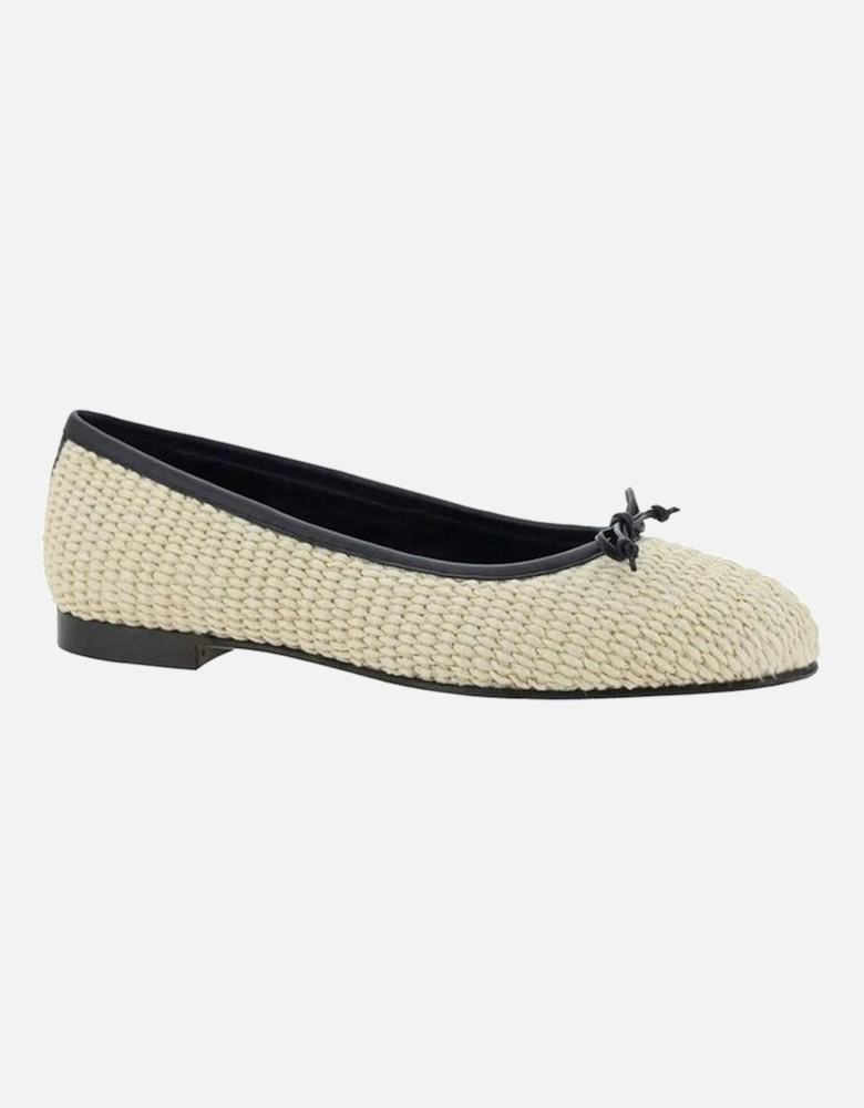 Raffia Slip-On Shoes with Bow Detail Women - Beige
