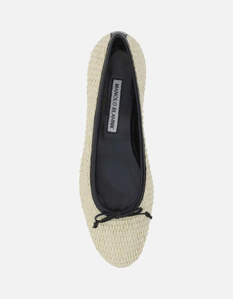 Raffia Slip-On Shoes with Bow Detail Women - Beige