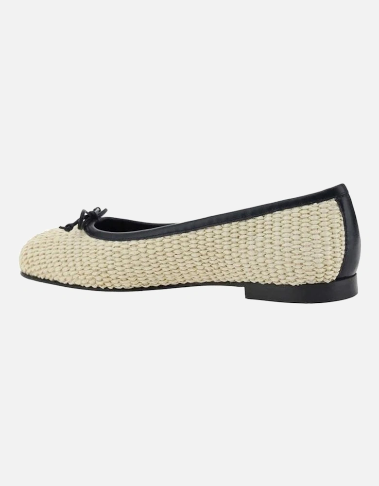 Raffia Slip-On Shoes with Bow Detail Women - Beige