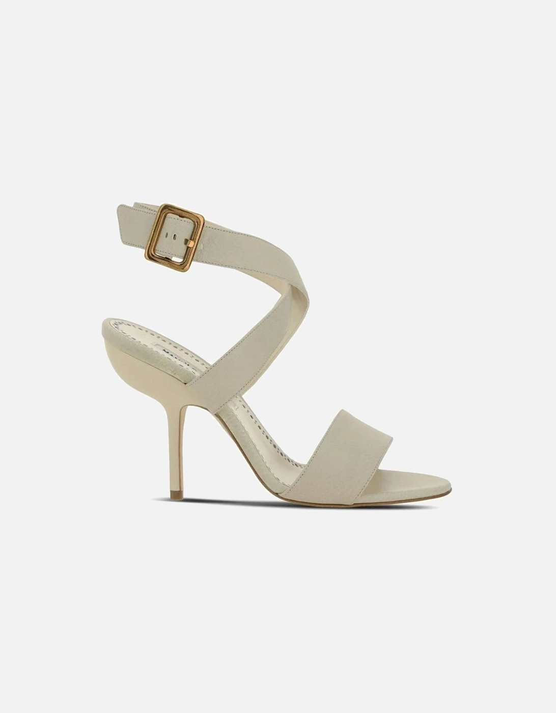 Textured Leather Heeled Sandals with Ankle Buckle Women - White, 4 of 3