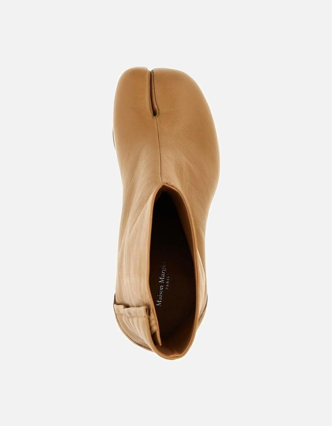 Cylindrical Block Heel Leather Boots Women - Beige