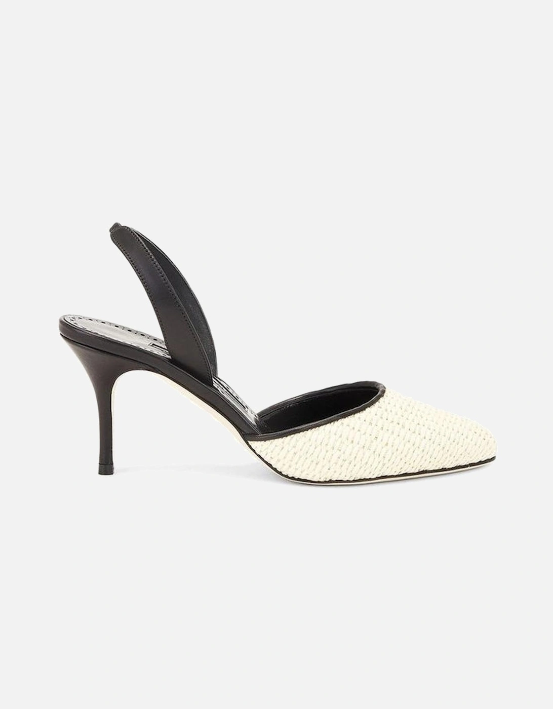 Raffia Round Toe Leather Heeled Mules Women - Black Pumps, 5 of 4