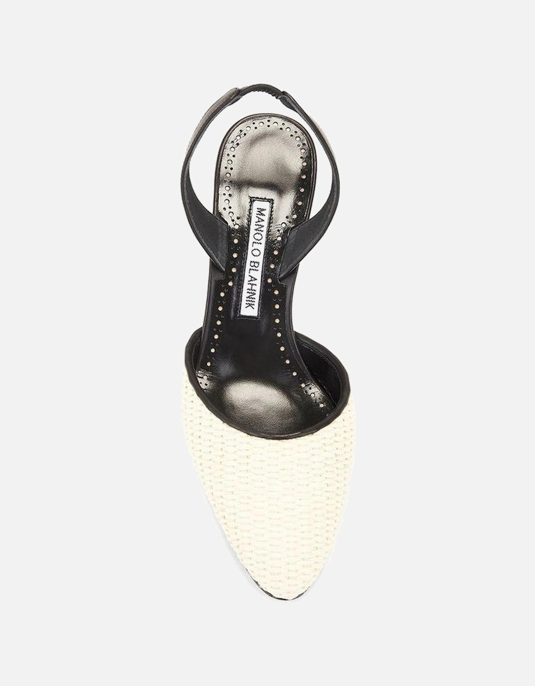 Raffia Round Toe Leather Heeled Mules Women - Black Pumps