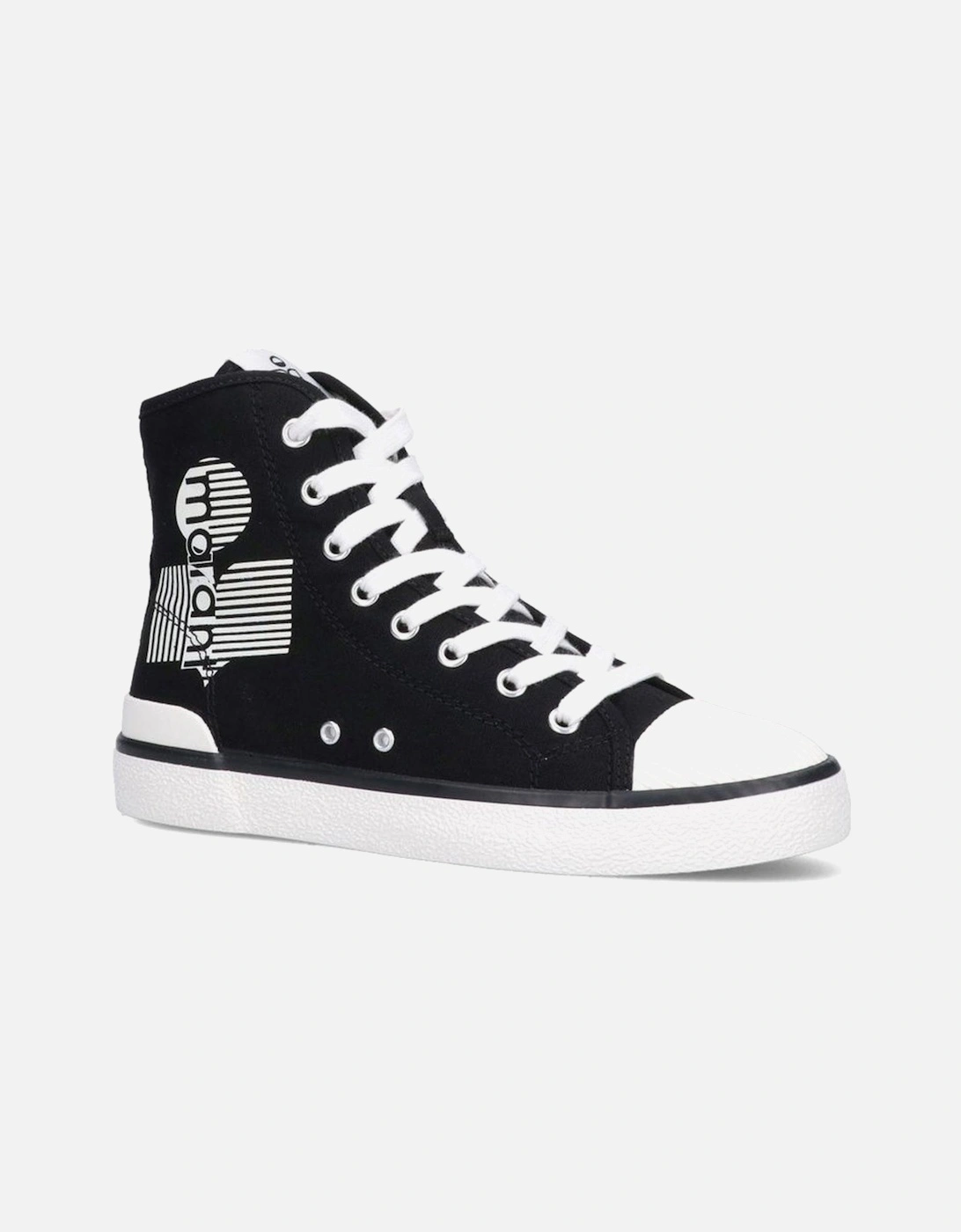 Canvas Lace-Up Sneakers with Rubber Sole Women - Black