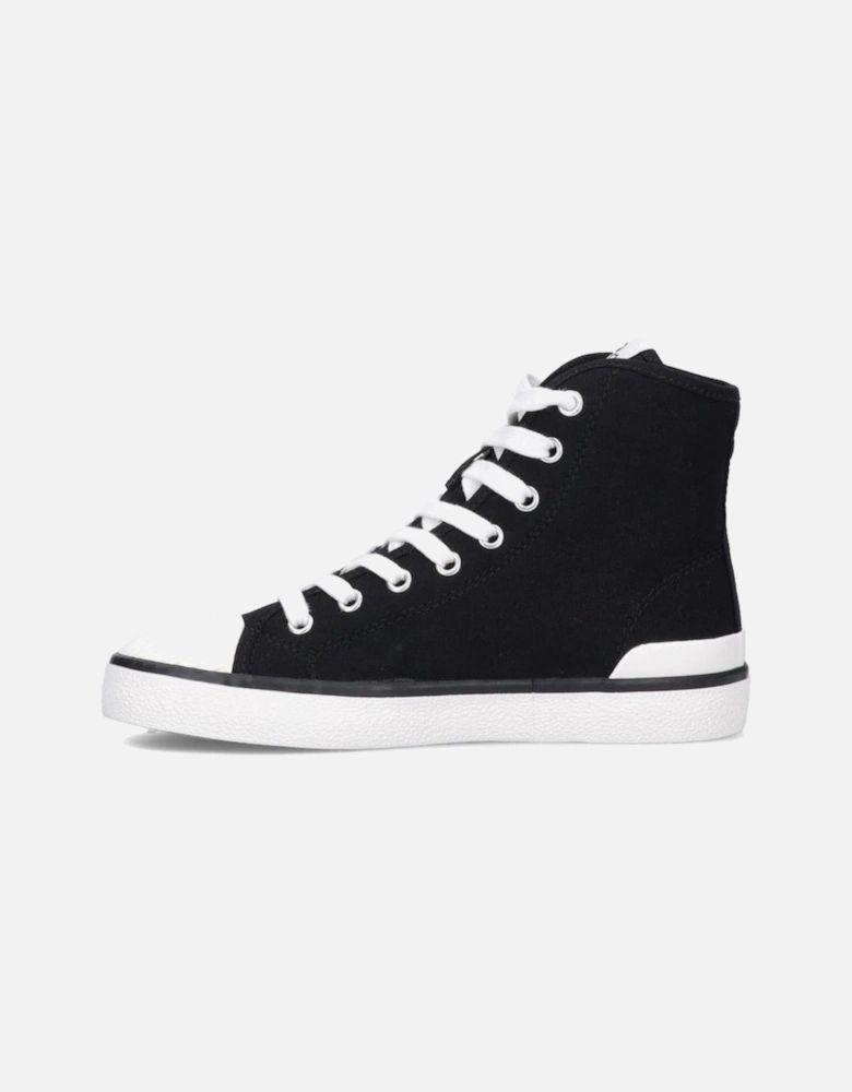 Canvas Lace-Up Sneakers with Rubber Sole Women - Black