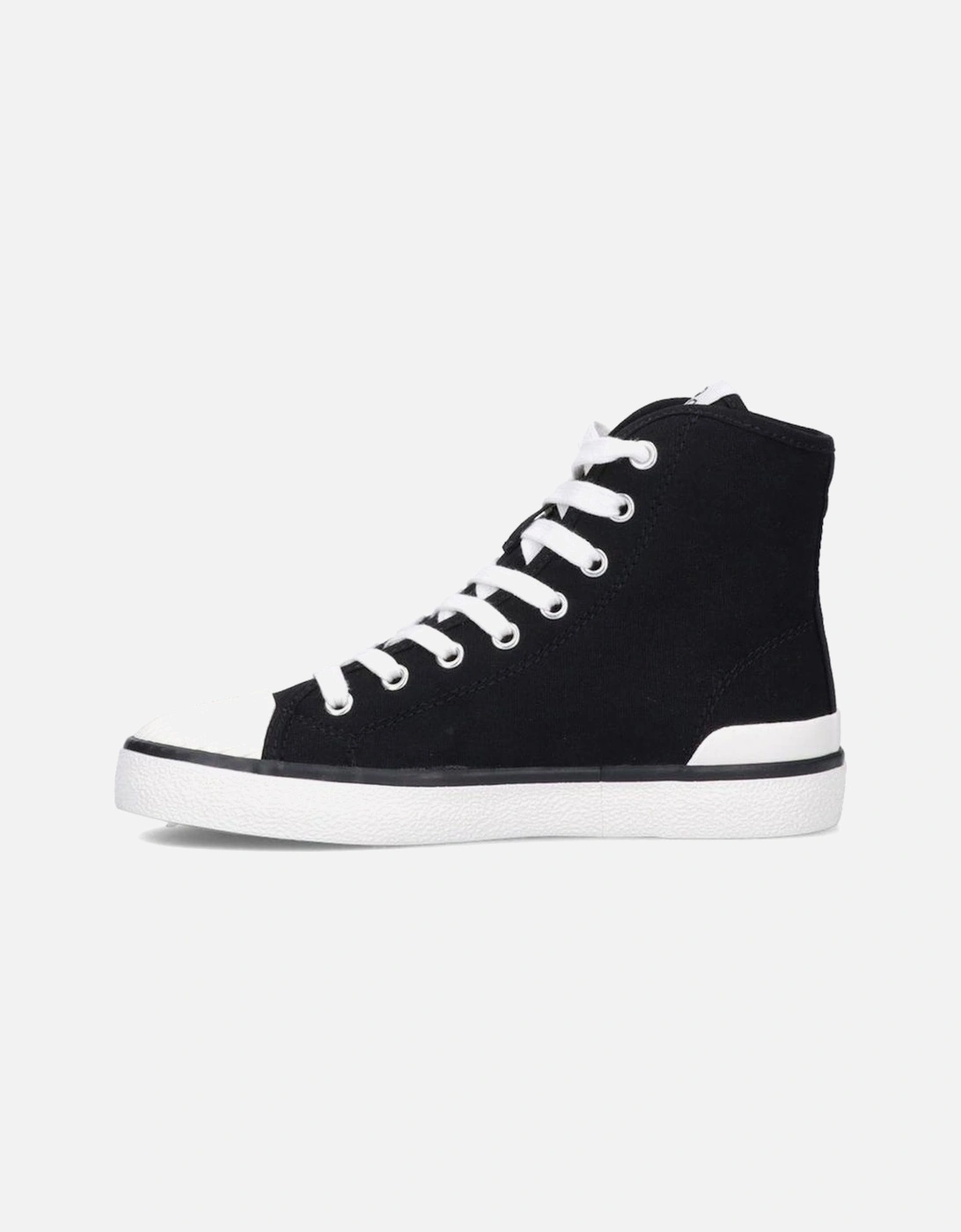 Canvas Lace-Up Sneakers with Rubber Sole Women - Black