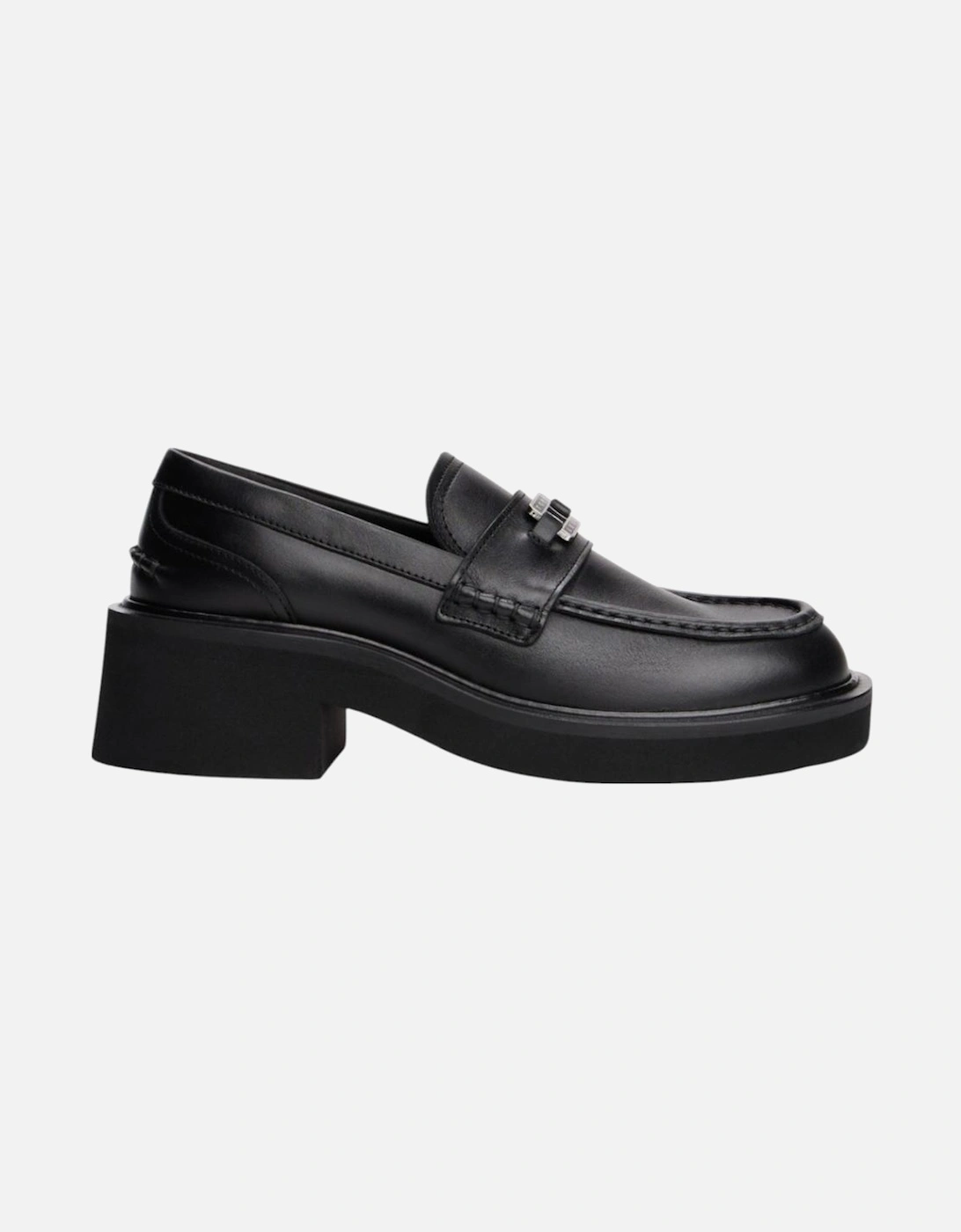 Leather Rubber Sole Moccassin Women - Black, 4 of 3