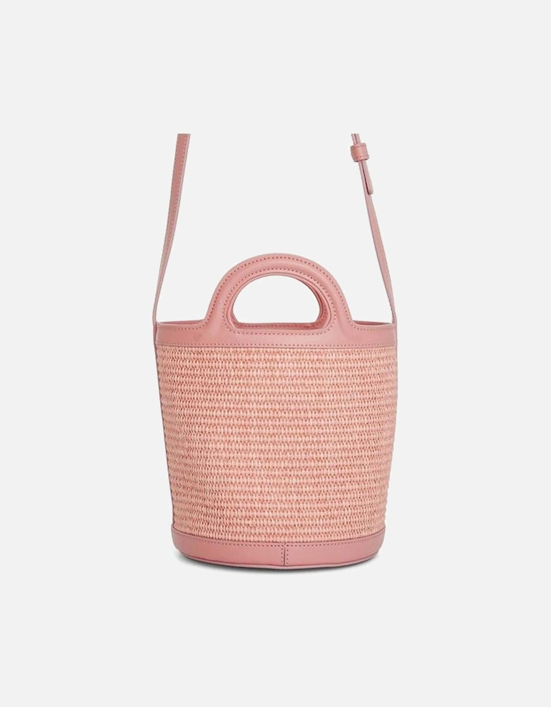 Woven Raffia Effect Bucket Bag with Adjustable Shoulder Strap and Top