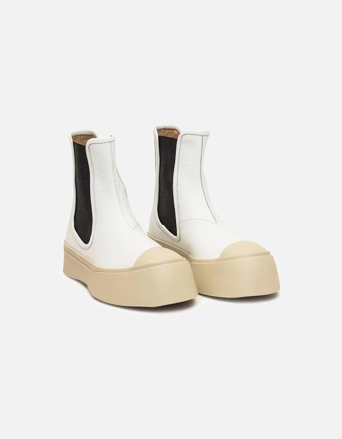 Calf Leather Slip-On Shoes with Elastic Inserts Women - White Boots