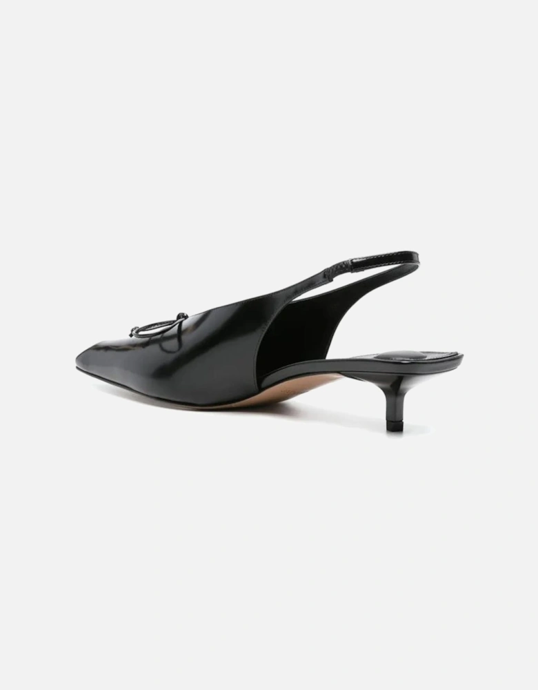Patent Leather Pointed Toe Heels with Bow Detail Women - Black Pumps