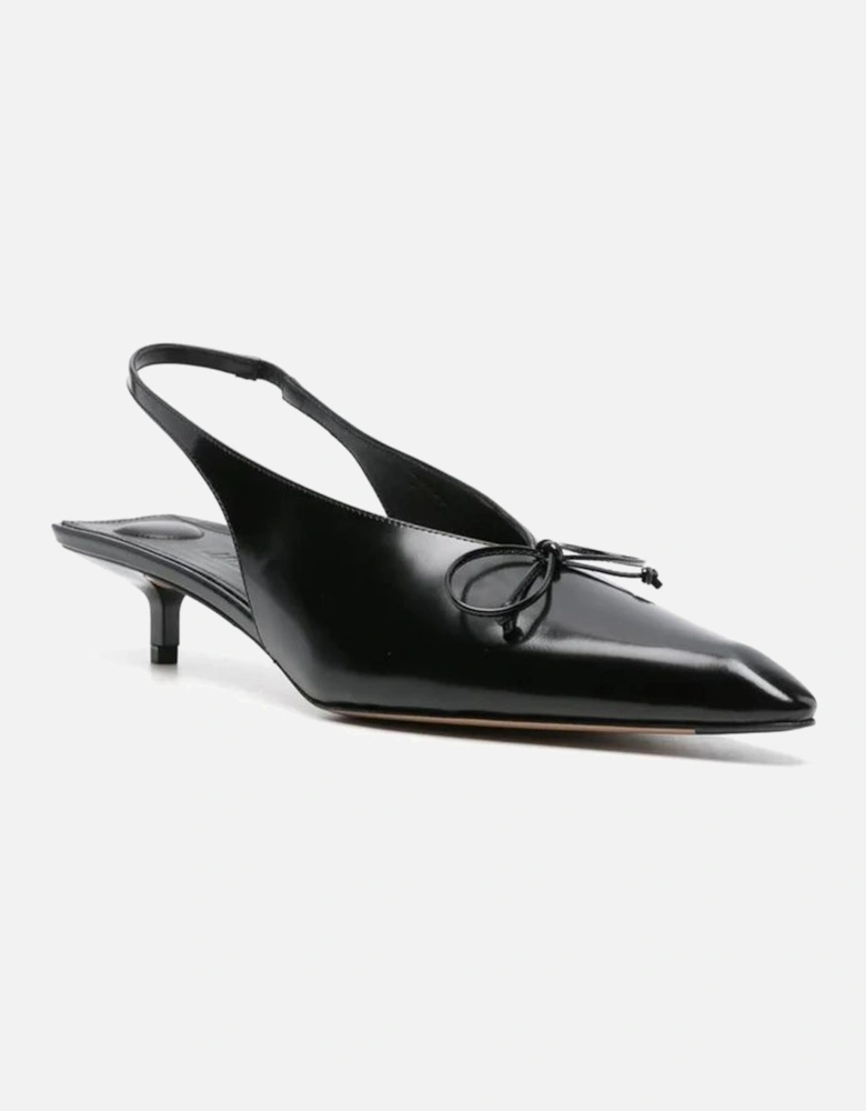 Patent Leather Pointed Toe Heels with Bow Detail Women - Black Pumps