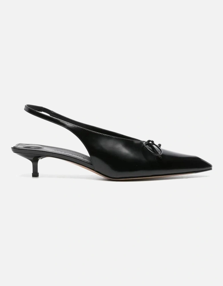 Patent Leather Pointed Toe Heels with Bow Detail Women - Black Pumps