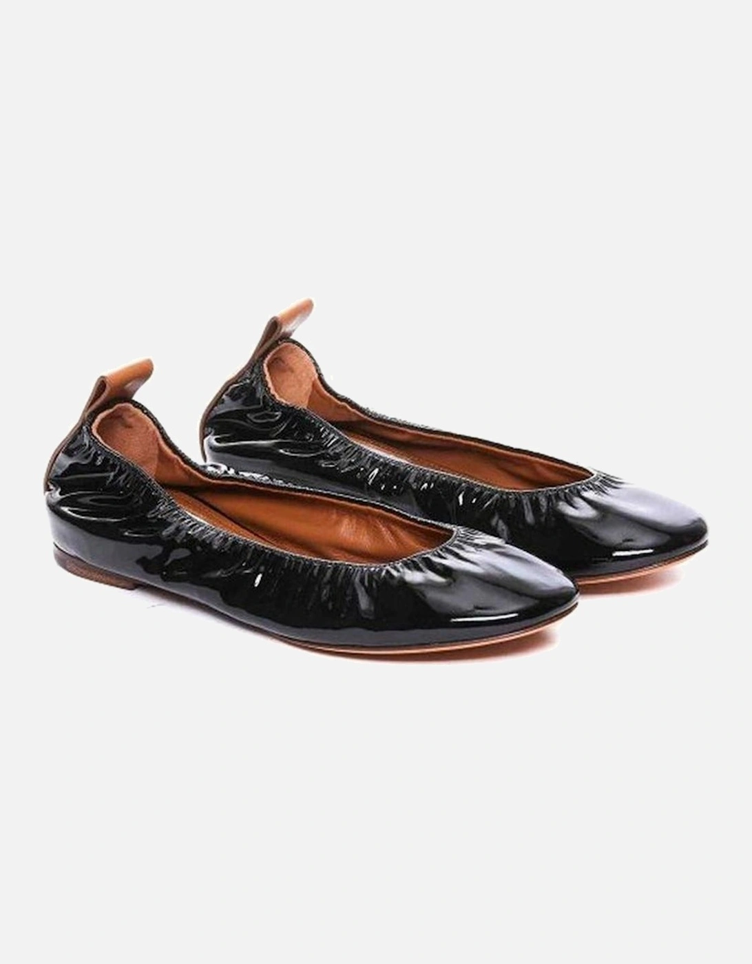 Patent Leather Slip-On Shoes with Ruched Detail Women - Black