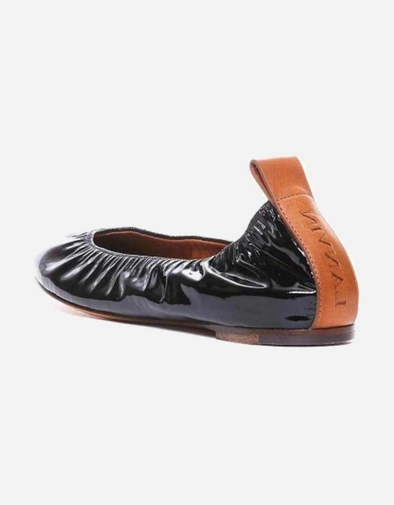 Patent Leather Slip-On Shoes with Ruched Detail Women - Black