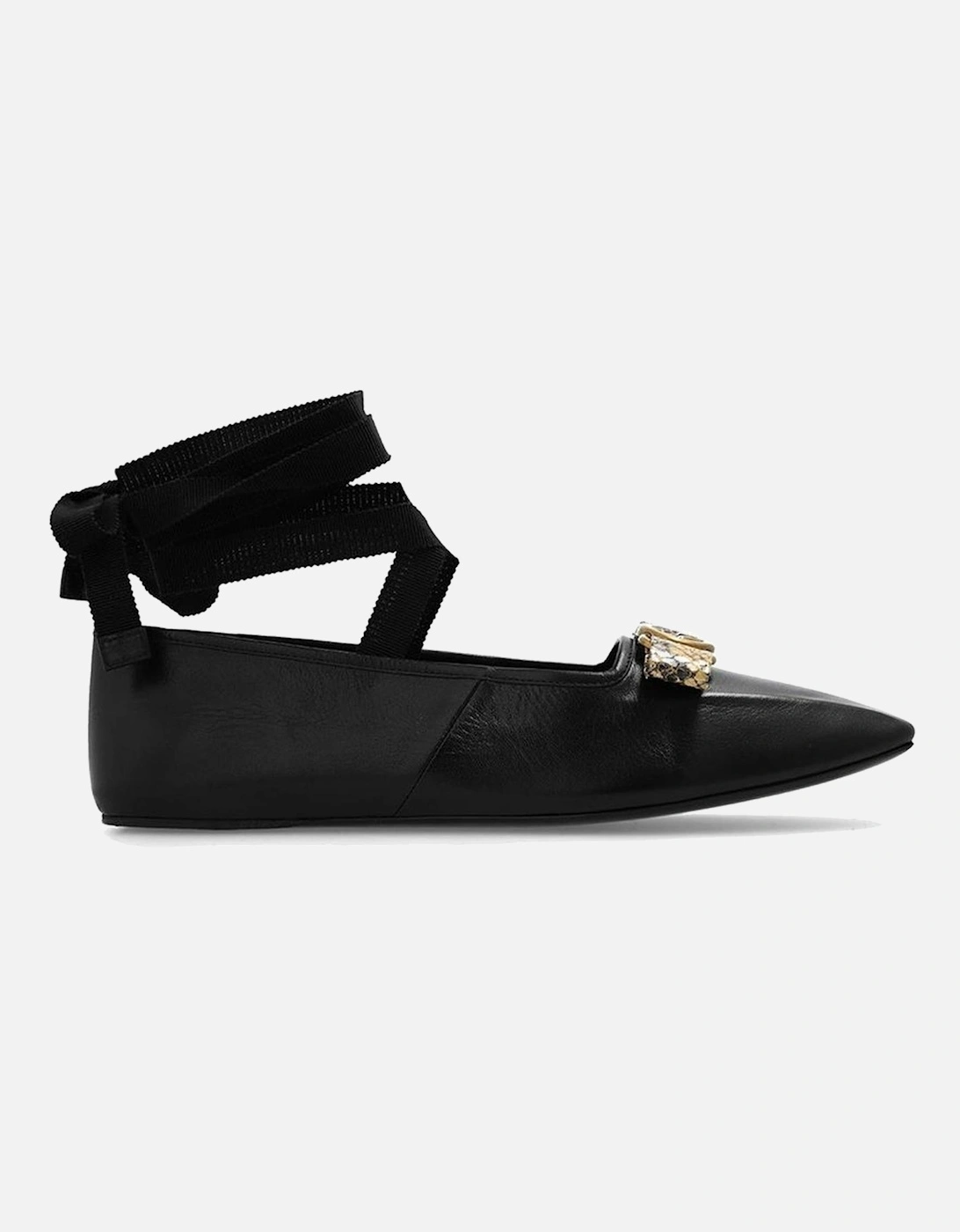 Square Toe Leather Loafers with Gold-tone GG Logo Women - Black Shoes, 5 of 4