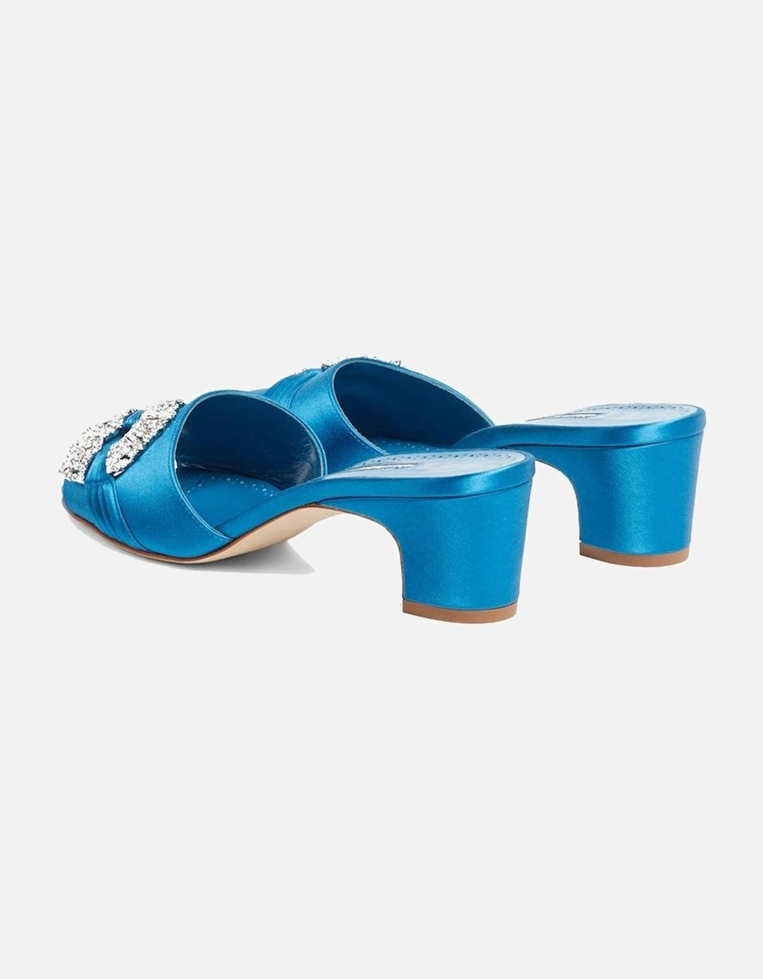 Silk Slip-On Heels with Crystal Buckle Women - Blue Shoes