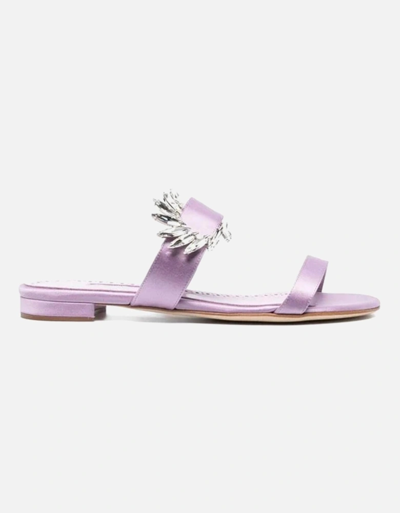 Silk Open Toe Crystal Embellished Sandals Women - Purple
