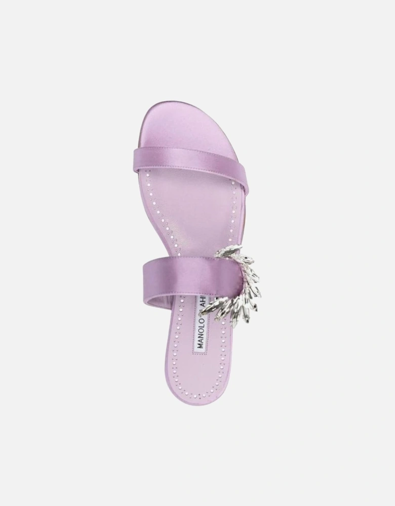 Silk Open Toe Crystal Embellished Sandals Women - Purple