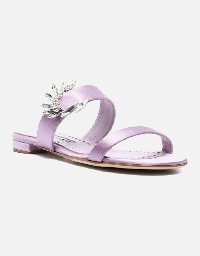 Silk Open Toe Crystal Embellished Sandals Women - Purple