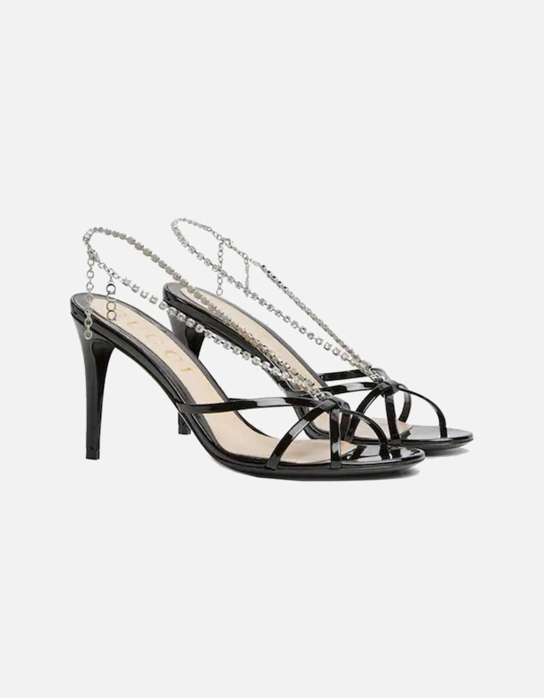 Patent Leather Open Toe Ankle Strap Sandals Women - Black