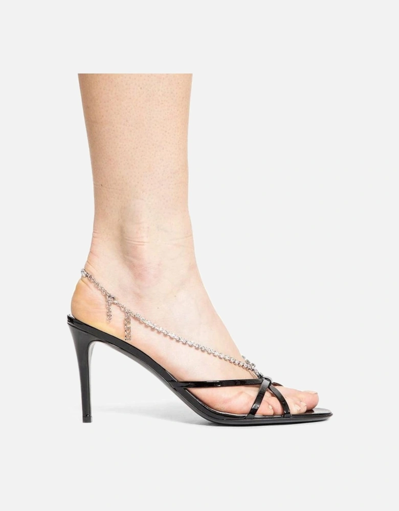 Patent Leather Open Toe Ankle Strap Sandals Women - Black